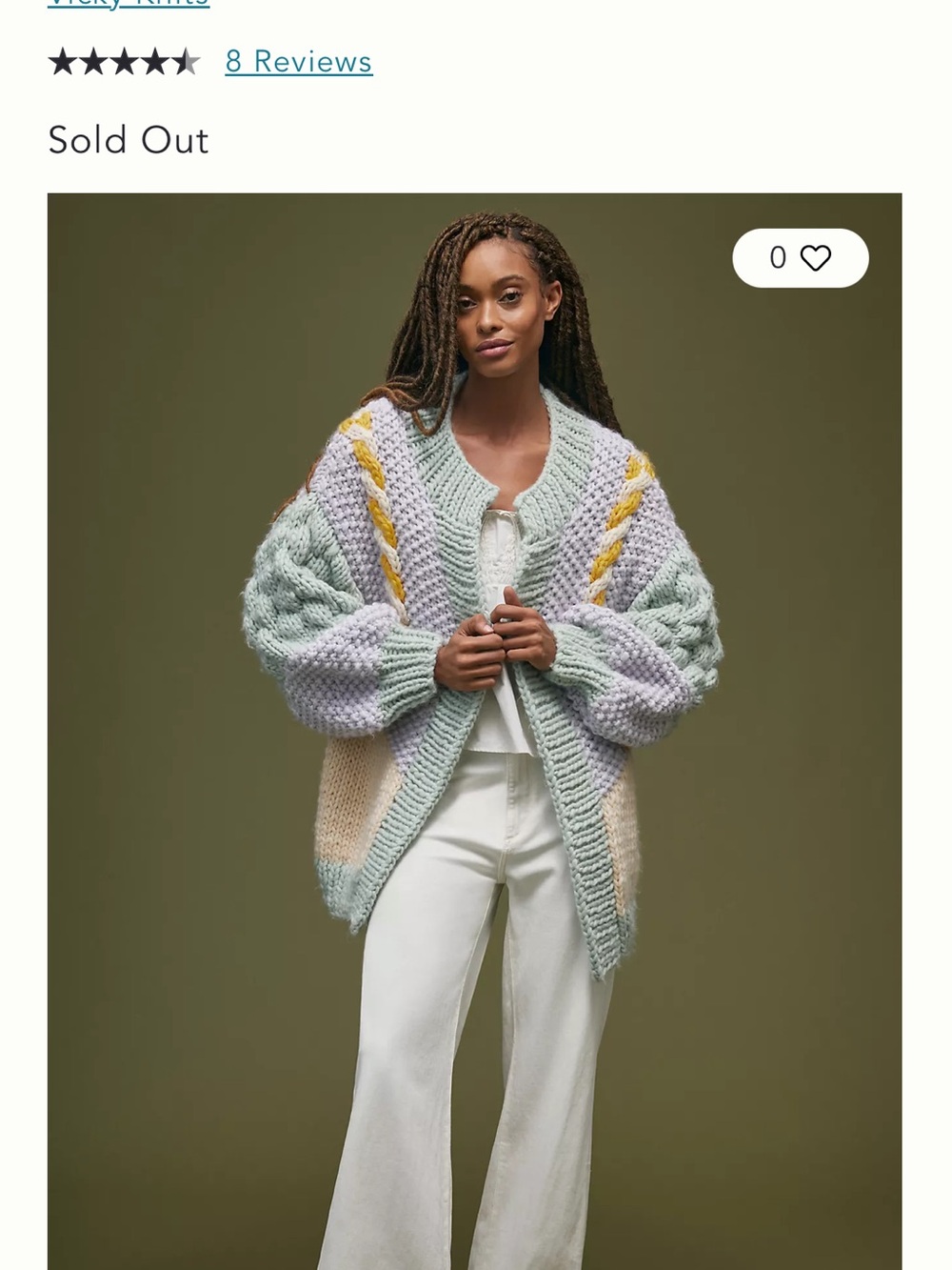 Anthropologie Vicky Knits Pastel Patchwork Cardigan One Size